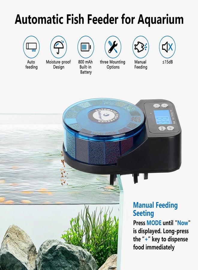 fishkeeper Automatic Fish Feeder for Aquarium - 2025 Upgraded Rechargeable and Precision Fish Feeder Auto Dispenser for Betta Fish & Turtle, Moisture & Proof Vacation Self Feeding(Memory Function) - Image 4